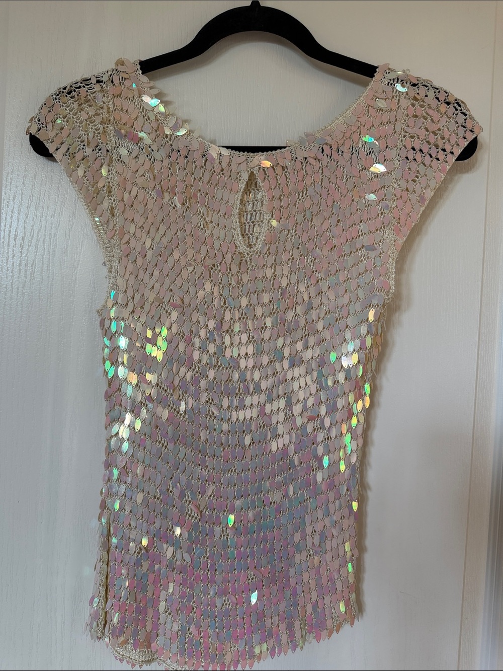 Vintage Y2K Iridescent Paillette Mesh Festival Blouse - Picture 11 of 16